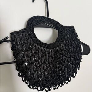 Elegant Black Beaded Women's Bag